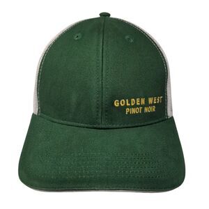 Golden West Pinot Noir Strapback Trucker Hat Green One Size Mesh Back MV3 Cotton